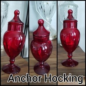 Anchor Hocking Vintage red glass with lid